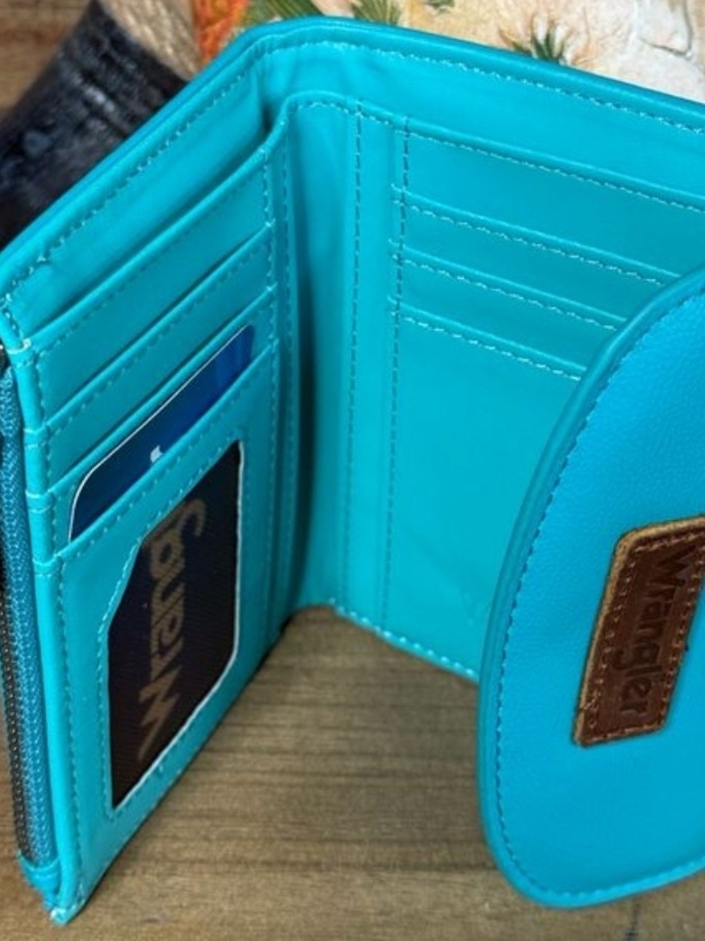 Turquoise Women's Trifold Card Holder Wallet - Everyday Organizer